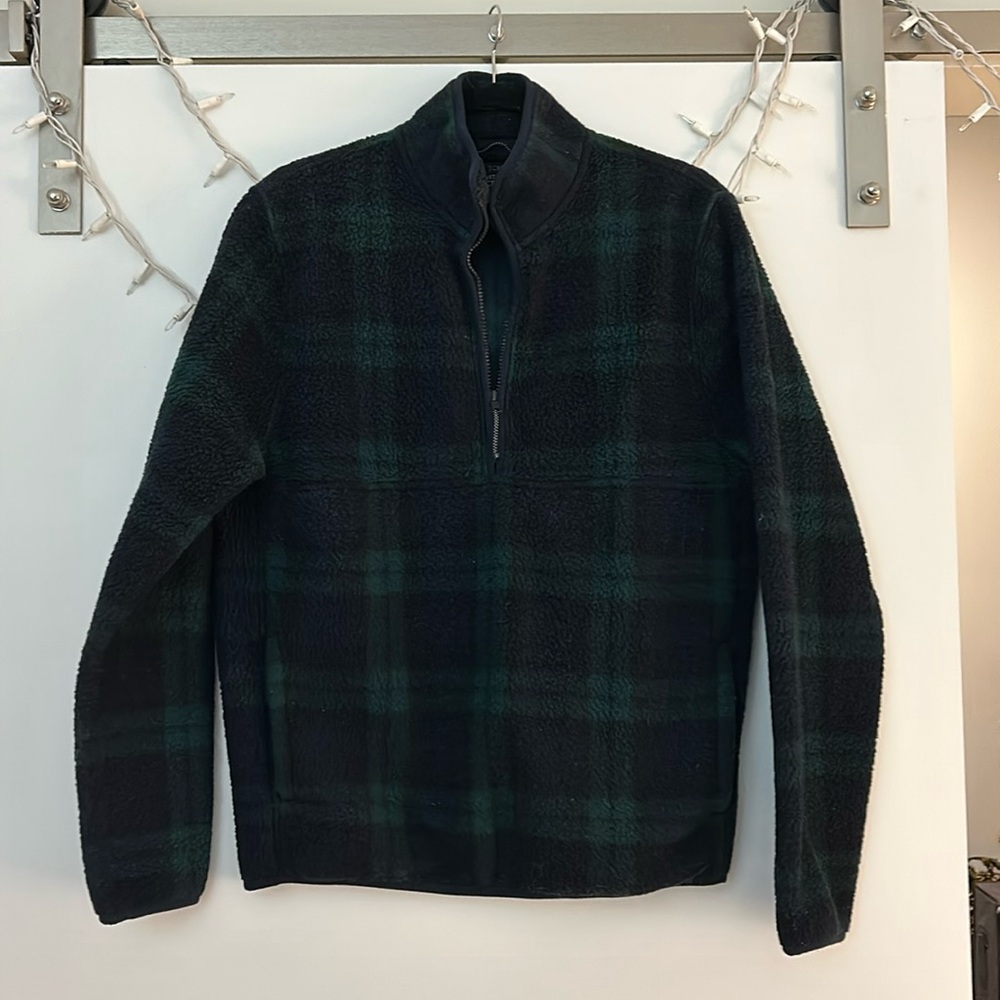 Plaid J. Crew Quarter Zip Pullover Sweatshirt Fleece M